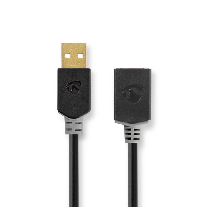 Nedis USB-kabel | USB 2.0 | USB-A Hane | USB-A Hona | 480 Mbps | Guldplaterad | 2.00 m | Rund | PVC | Antracit | Låda i gruppen DATORER & KRINGUTRUSTNING / Datorkablar / USB-kablar / USB-A / Kablar hos TP E-commerce Nordic AB (C66058)