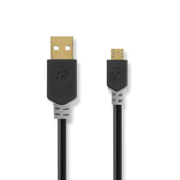 Nedis USB-kabel | USB 2.0 | USB-A Hane | USB Micro-B Hane | 480 Mbps | Guldplaterad | 1.00 m | Rund | PVC | Antracit | Låda i gruppen SMARTPHONE & SURFPLATTOR / Laddare & Kablar / Kablar / Kablar microUSB hos TP E-commerce Nordic AB (C66062)