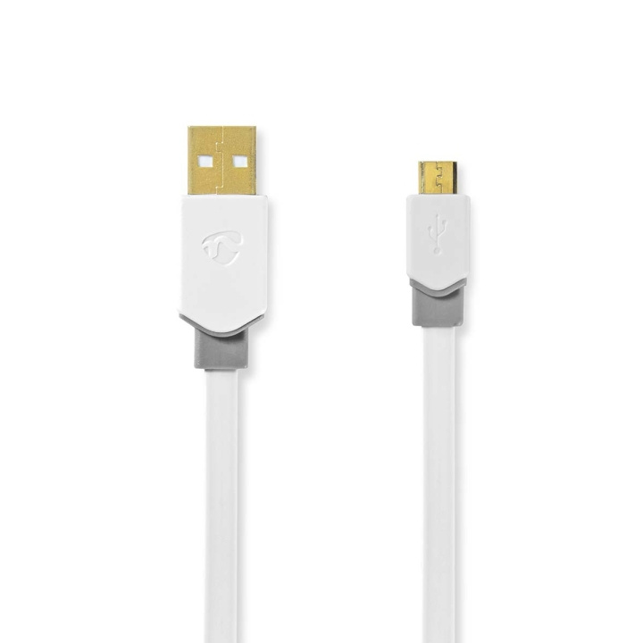 Nedis USB-kabel | USB 2.0 | USB-A Hane | USB Micro-B Hane | 480 Mbps | Guldplaterad | 1.00 m | Platt | PVC | Vit | Kartong med fönster i gruppen SMARTPHONE & SURFPLATTOR / Laddare & Kablar / Kablar / Kablar microUSB hos TP E-commerce Nordic AB (C66064)