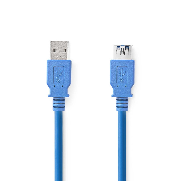 Nedis USB-kabel | USB 3.2 Gen 1 | USB-A Hane | USB-A Hona | 5 Gbps | Nickelplaterad | 2.00 m | Rund | PVC | Blå | Låda i gruppen DATORER & KRINGUTRUSTNING / Datorkablar / USB-kablar / USB-A / Kablar hos TP E-commerce Nordic AB (C66100)