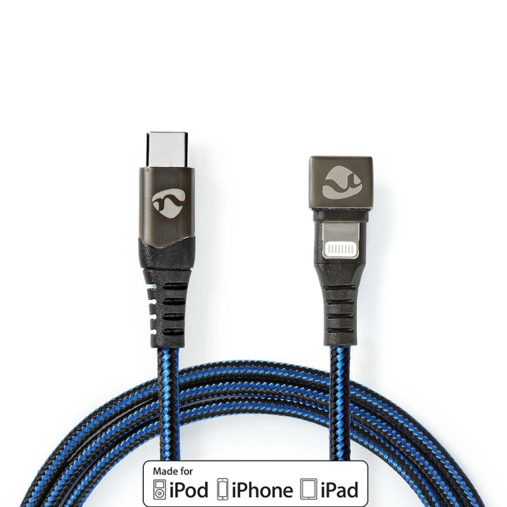 Nedis USB-kabel | USB 2.0 | Apple Lightning, 8-stifts | USB-C™ Hane | 60 W | 480 Mbps | Nickelplaterad | 1.00 m | Rund | Flätad / Nylon | Blå / Svart | Kartong med täckt fönster i gruppen SMARTPHONE & SURFPLATTOR / Laddare & Kablar / Kablar / Kablar Lightning hos TP E-commerce Nordic AB (C66178)