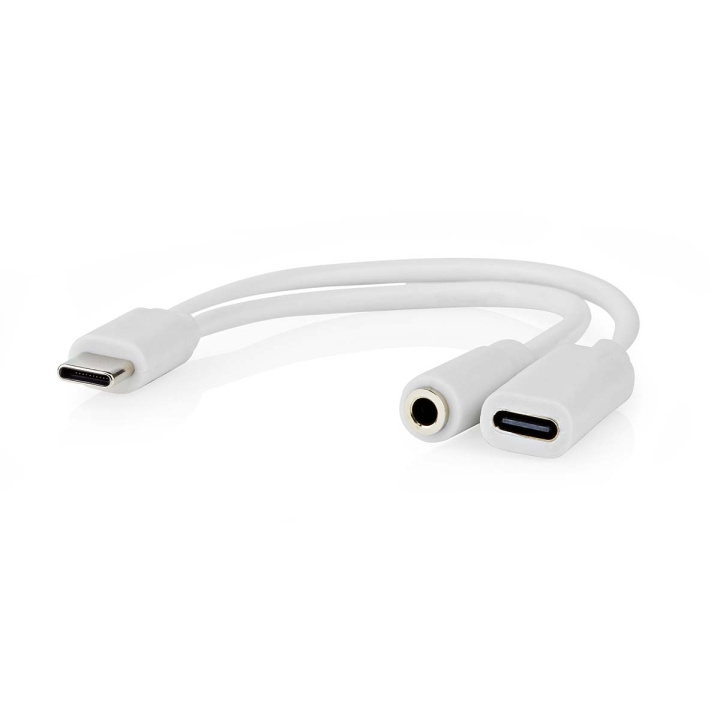 Nedis USB-C™ Adapter | USB 2.0 | USB-C™ Hane | USB-C™ Hona / 3.5 mm Hona | 0.10 m | Rund | Nickelplaterad | PVC | Vit | Låda i gruppen SMARTPHONE & SURFPLATTOR / Laddare & Kablar / Adaptrar hos TP E-commerce Nordic AB (C66658)
