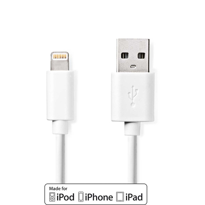 Nedis Lightning Kabel | USB 2.0 | Apple Lightning, 8-stifts | USB-A Hane | 480 Mbps | Nickelplaterad | 3.00 m | Rund | PVC | Vit | Label i gruppen SMARTPHONE & SURFPLATTOR / Laddare & Kablar / Kablar / Kablar Lightning hos TP E-commerce Nordic AB (C66690)