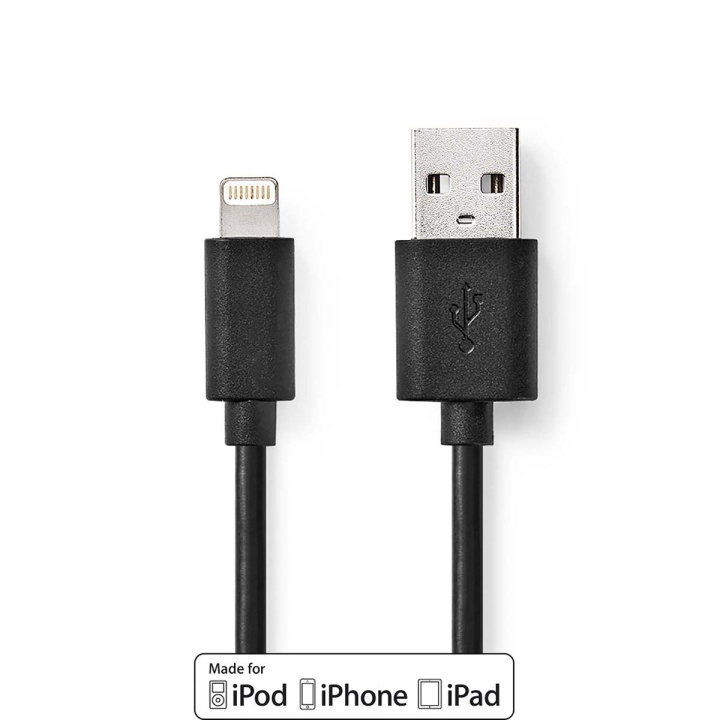 Nedis Lightning Kabel | USB 2.0 | Apple Lightning, 8-stifts | USB-A Hane | 480 Mbps | Nickelplaterad | 1.00 m | Rund | PVC | Svart | Label i gruppen SMARTPHONE & SURFPLATTOR / Laddare & Kablar / Kablar / Kablar Lightning hos TP E-commerce Nordic AB (C66715)