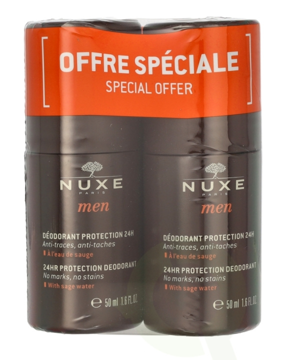 Nuxe Men 24HR Protection Deo Roll-On Duo Set 100 ml 2x50ml i gruppen SKÖNHET & HÄLSA / Doft & Parfym / Deodorant / Deo för honom hos TP E-commerce Nordic AB (C66927)