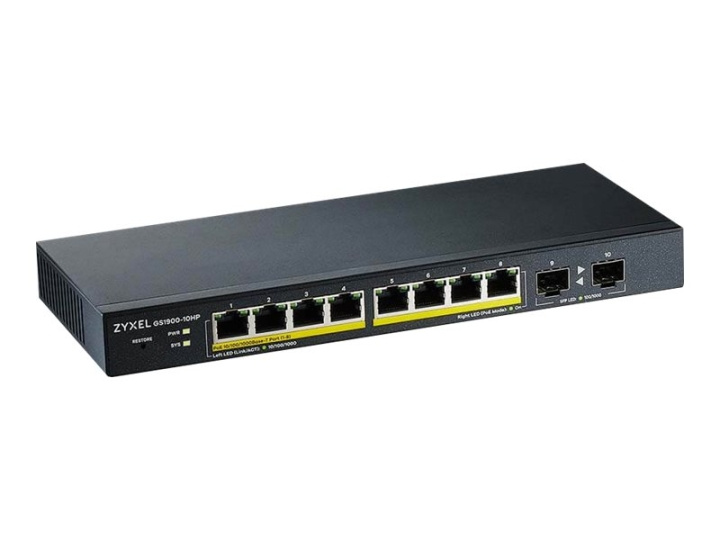 ZyXEL GS1900-10HP Switch 8-port Gigabit PoE+ i gruppen DATORER & KRINGUTRUSTNING / Nätverk / Switchar / 10/100/1000Mbps hos TP E-commerce Nordic AB (C67117)