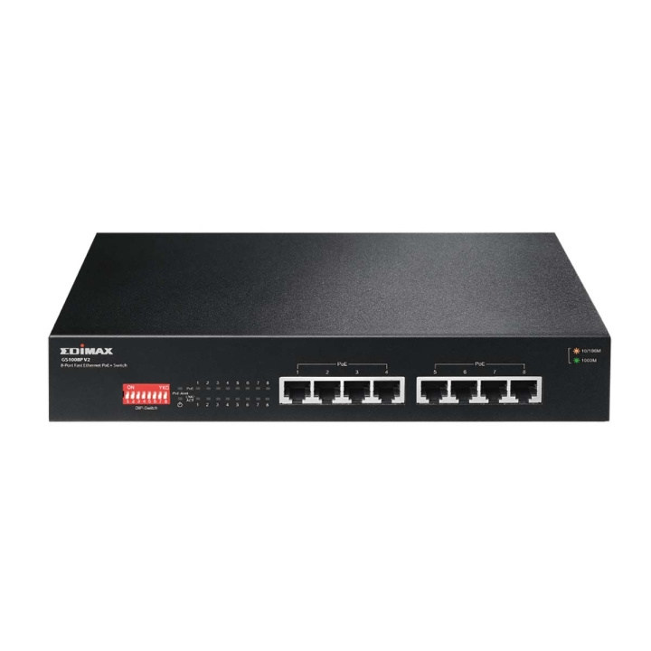 Edimax Long Range 8-Port Gigabit PoE+ Switch med DIP Switch i gruppen DATORER & KRINGUTRUSTNING / Nätverk / Switchar hos TP E-commerce Nordic AB (C67600)