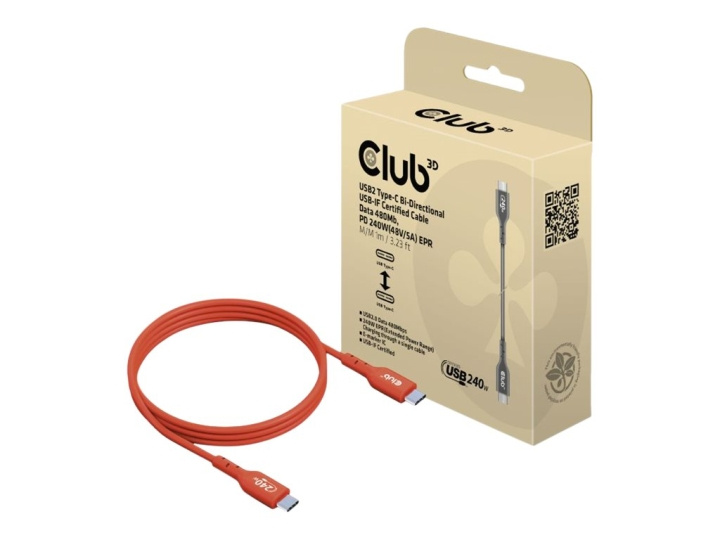 Club 3D USB 2.0 USB Type-C-kabel 1m Röd i gruppen DATORER & KRINGUTRUSTNING / Datorkablar / USB-kablar / USB-C hos TP E-commerce Nordic AB (C67850)