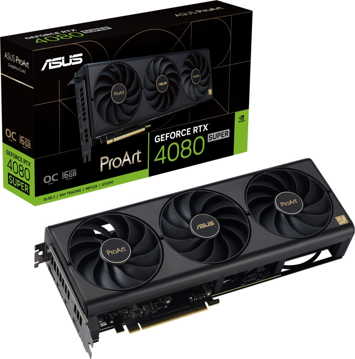 ASUS GeForce PROART-RTX4080S-O16G grafikkort, svart i gruppen DATORER & KRINGUTRUSTNING / Datorkomponenter / Grafikkort hos TP E-commerce Nordic AB (C68545)