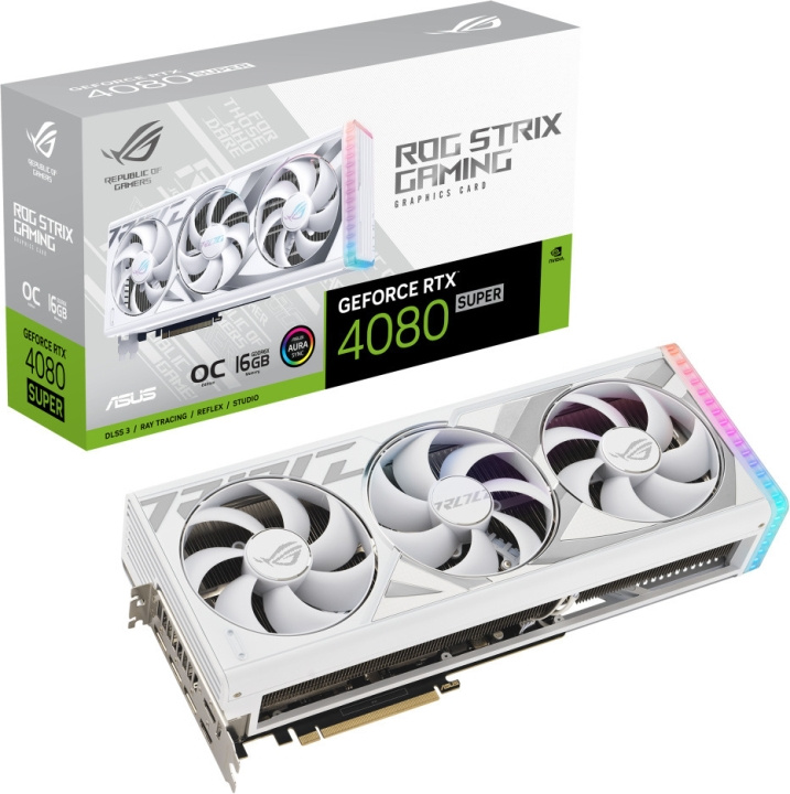 ASUS GeForce ROG-STRIX-RTX4080S-O16G-WHITE grafikkort, vit i gruppen DATORER & KRINGUTRUSTNING / Datorkomponenter / Grafikkort hos TP E-commerce Nordic AB (C68546)