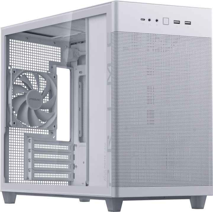 ASUS Prime AP201 TG Micro-ATX-chassi med fönster, vit i gruppen DATORER & KRINGUTRUSTNING / Datorkomponenter / Datorchassi hos TP E-commerce Nordic AB (C68608)