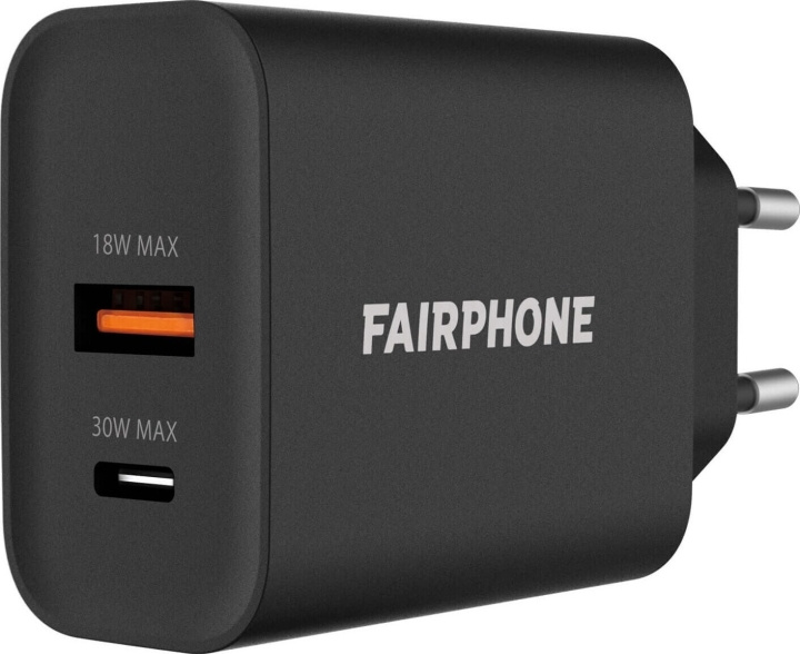 Fairphone USB-A 30 W nätladdare, svart i gruppen SMARTPHONE & SURFPLATTOR / Laddare & Kablar / Väggladdare / Väggladdare Typ C hos TP E-commerce Nordic AB (C69060)