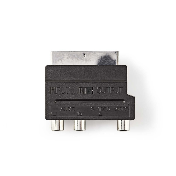 Nedis SCART-adapter | SCART Hane | S-Video Female / 3x RCA Hona | Nickelplaterad | Omkopplingsbar | ABS | Svart | 1 st. | Kuvert i gruppen HEMELEKTRONIK / Kablar & Adaptrar / Scart hos TP E-commerce Nordic AB (C69336)