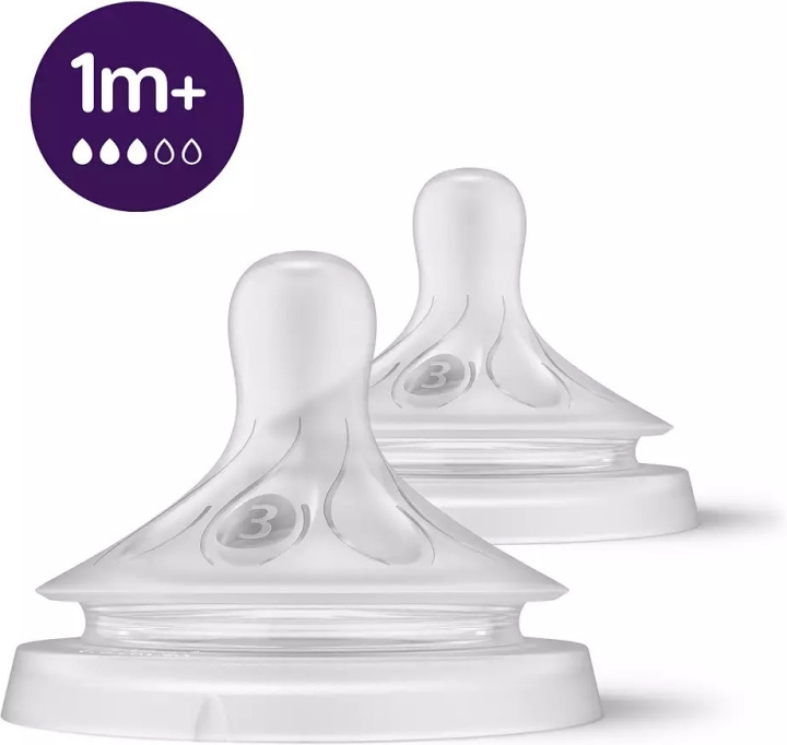 Philips Avent SCY963/02 Natural Response nappflaska, flöde 3, 1 månad+, förpackning med 2 st i gruppen LEKSAKER, BARN- & BABYPRODUKTER / Babysaker / Nappar & Bitringar hos TP E-commerce Nordic AB (C69788)