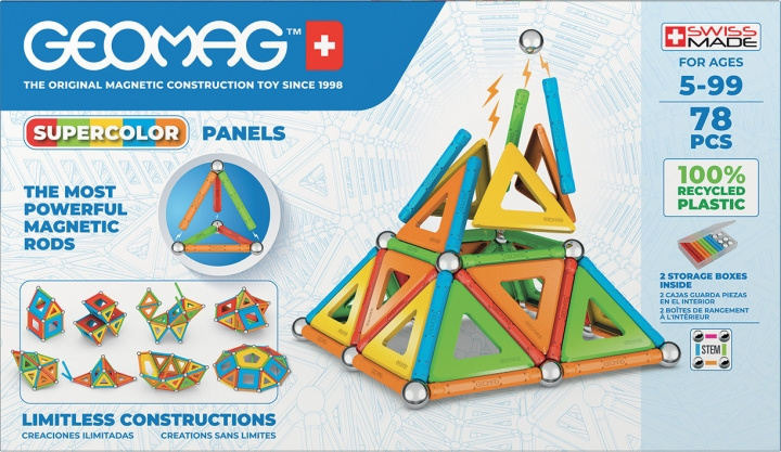 Geomag Super Colorful Magnetic Building Set, 78 delar i gruppen LEKSAKER, BARN- & BABYPRODUKTER / Leksaker / Byggleksaker / Geomag hos TP E-commerce Nordic AB (C69934)