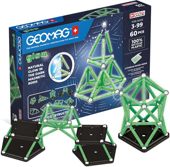 Geomag Glow Recycled magnetisk byggsats, 60 delar i gruppen LEKSAKER, BARN- & BABYPRODUKTER / Leksaker / Byggleksaker / Geomag hos TP E-commerce Nordic AB (C69958)