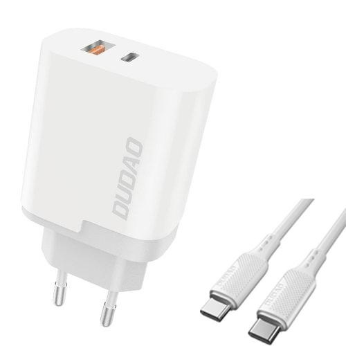 Dudao A6XSEUT Adapter 22,5Watt 1xUSB-C + 1xUSB-A (1m USB-C to USB-C cable included) i gruppen SMARTPHONE & SURFPLATTOR / Laddare & Kablar / Väggladdare / Väggladdare Typ C hos TP E-commerce Nordic AB (C70278)