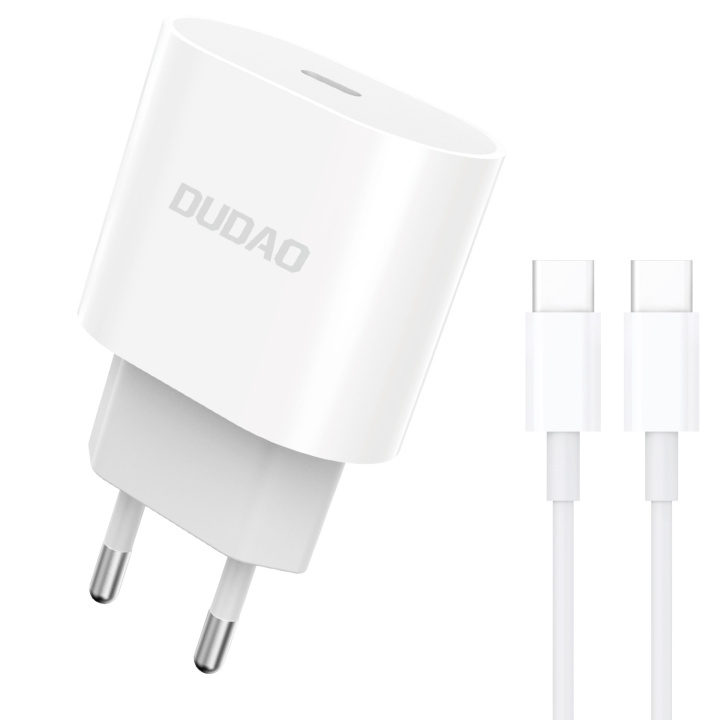 Dudao A8SEU-1M Adapter 20Watt 1xUSB-C (1m USB-C to USB-C cable included) i gruppen SMARTPHONE & SURFPLATTOR / Laddare & Kablar / Väggladdare / Väggladdare Typ C hos TP E-commerce Nordic AB (C70303)