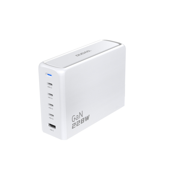 Dudao A228EU 228Watt Adapter GaN 4xUSB-C + 1xUSB-A White i gruppen SMARTPHONE & SURFPLATTOR / Laddare & Kablar / Väggladdare / Väggladdare Typ C hos TP E-commerce Nordic AB (C70304)