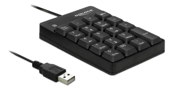 DeLOCK USB Keypad, 19 knappar, LED-indikator, 1,5 m kabel, svart i gruppen DATORER & KRINGUTRUSTNING / Möss & Tangentbord / Tangentbord hos TP E-commerce Nordic AB (C70473)