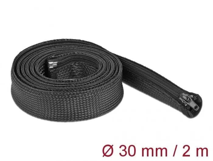 DeLOCK Braided Sleeve with zip fastener heat-resistant 2 m x 30 mm i gruppen HEMELEKTRONIK / Kablar & Adaptrar / Kabelhantering hos TP E-commerce Nordic AB (C70496)
