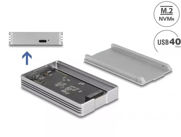 DeLOCK USB4™ 40 Gbps Enclosure for 1 x M.2 NVMe SSD - tool free i gruppen DATORER & KRINGUTRUSTNING / Datortillbehör / Övrigt hos TP E-commerce Nordic AB (C70507)