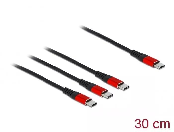 DeLOCK USB Charging Cable 3 in 1 USB Type-C to 3 x USB Type-C 30 cm i gruppen SMARTPHONE & SURFPLATTOR / Laddare & Kablar / Kablar / Kablar Typ C hos TP E-commerce Nordic AB (C70513)