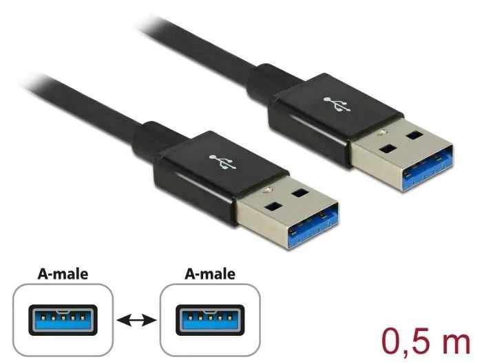 DeLOCK Cable USB 10 Gbps USB Type-A male > USB Type-A male 0.5 m i gruppen DATORER & KRINGUTRUSTNING / Datorkablar / USB-kablar / USB-A / Kablar hos TP E-commerce Nordic AB (C70518)