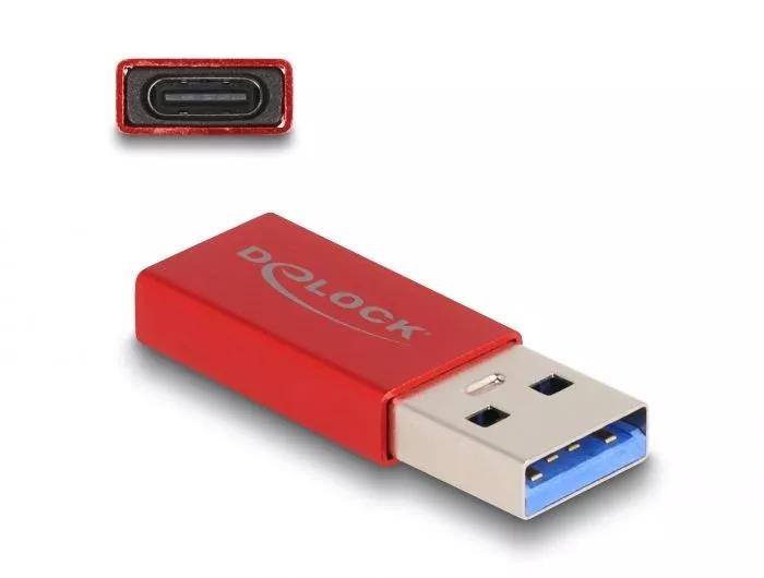 DeLOCK USB 10 Gbps USB Type-A male to USB Type-C active female red i gruppen DATORER & KRINGUTRUSTNING / Datorkablar / USB-kablar / USB-A / Adaptrar hos TP E-commerce Nordic AB (C70520)