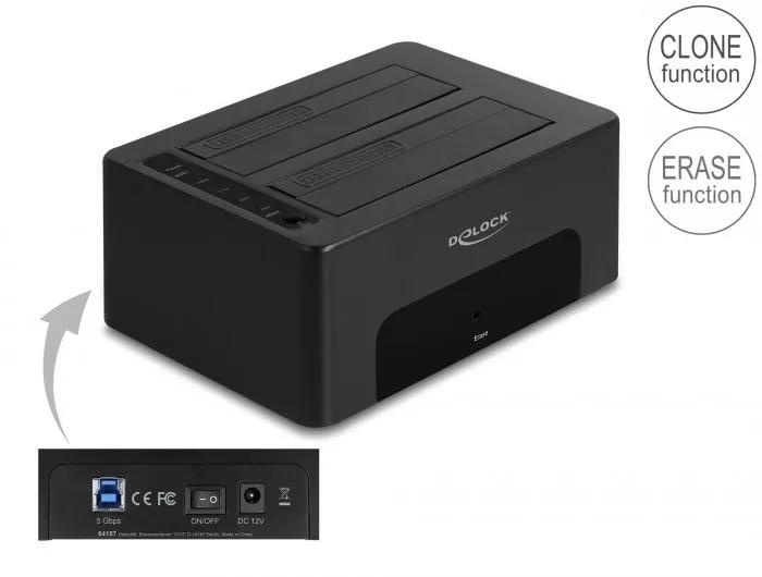 DeLOCK Dual Docking Station for 2 x SATA HDD / SSD i gruppen DATORER & KRINGUTRUSTNING / Bärbara datorer & tillbehör / Dockningsstation hos TP E-commerce Nordic AB (C70522)