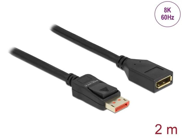 DeLOCK DisplayPort extension cable 8K 60 Hz 2 m i gruppen DATORER & KRINGUTRUSTNING / Datorkablar / DisplayPort / Kablar hos TP E-commerce Nordic AB (C70533)