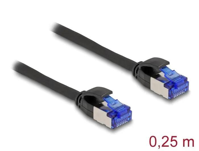 DeLOCK RJ45 Network Cable Cat.6A S/FTP Slim 0.25 m black i gruppen DATORER & KRINGUTRUSTNING / Datorkablar / Nätverkskablar / Cat6 hos TP E-commerce Nordic AB (C70534)