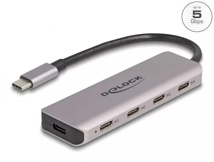 DeLOCK USB 5 Gbps 4 Port USB Type-C™ Hub with USB Type-C™ connector i gruppen DATORER & KRINGUTRUSTNING / Datortillbehör / USB-hubbar hos TP E-commerce Nordic AB (C70541)