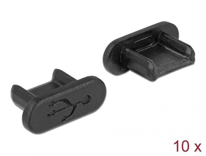 DeLOCK Dust Cover for USB 2.0 Micro-B female grip 10 pieces black i gruppen DATORER & KRINGUTRUSTNING / Datorkablar / USB-kablar / Micro-USB / Adaptrar hos TP E-commerce Nordic AB (C70543)