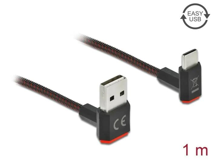 DeLOCK EASY-USB 2.0 Type-A male to USB Type-C™ male up / down 1 m i gruppen DATORER & KRINGUTRUSTNING / Datorkablar / USB-kablar / USB-A / Kablar hos TP E-commerce Nordic AB (C70554)