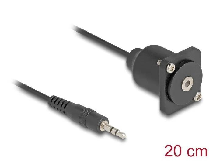 DeLOCK D-Type Cable 3.5 mm 3 pin Stereo jack male to female 20 cm i gruppen HEMELEKTRONIK / Kablar & Adaptrar / Ljud Analog / AUX-kablar 3,5 mm hos TP E-commerce Nordic AB (C70561)
