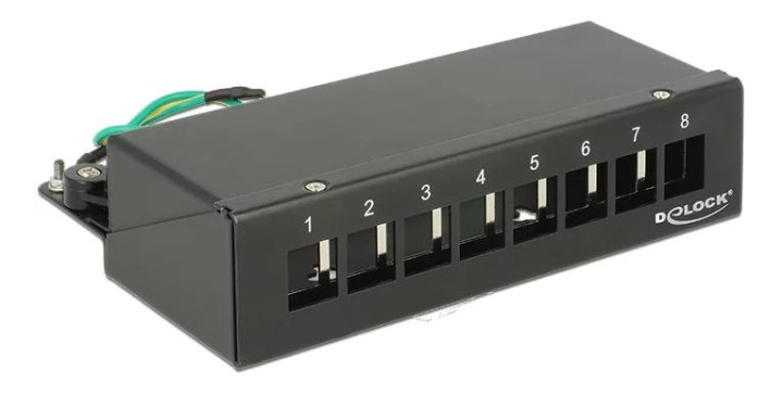 DeLOCK Patch panel, 8 ports, for keystone modules, shielded, black i gruppen DATORER & KRINGUTRUSTNING / Datorkablar / Nätverkskablar / Adaptrar & Skarvdon hos TP E-commerce Nordic AB (C70580)