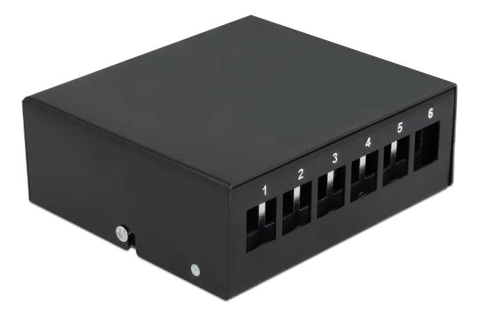 DeLOCK Keystone Patch Panel 6 Port black i gruppen DATORER & KRINGUTRUSTNING / Datorkablar / Nätverkskablar / Adaptrar & Skarvdon hos TP E-commerce Nordic AB (C70582)