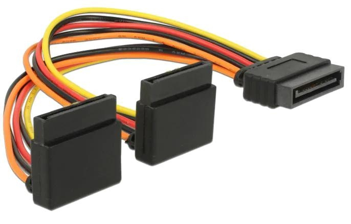 DeLOCK Cable SATA 15 pin power plug w/ latching function>2xSATA i gruppen DATORER & KRINGUTRUSTNING / Datorkablar / Interna / SATA hos TP E-commerce Nordic AB (C70586)