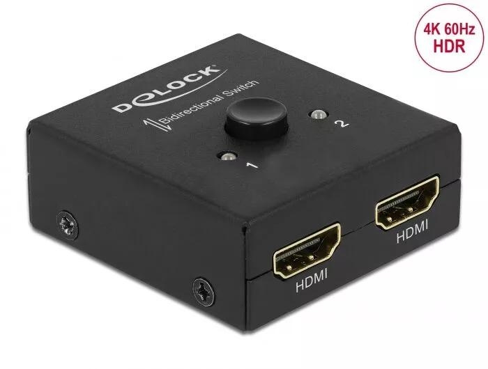 DeLOCK 64072 HDMI 2 - 1-Switch dubbelriktad 4K 60 Hz kompakt, svart i gruppen HEMELEKTRONIK / Kablar & Adaptrar / HDMI / Adaptrar hos TP E-commerce Nordic AB (C70619)