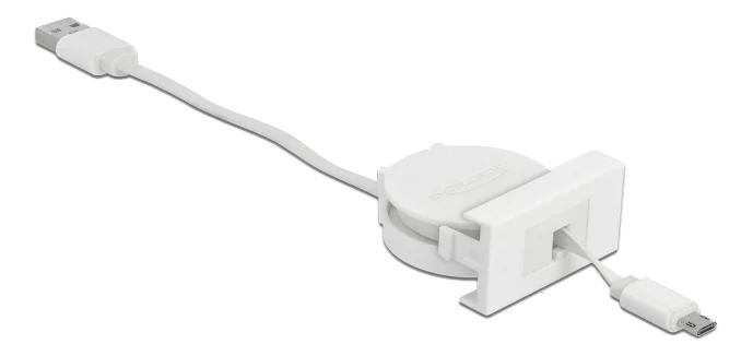 DeLOCK Easy 45 Module USB 2.0 Cable TypeA>EASYUSB MicroB white i gruppen DATORER & KRINGUTRUSTNING / Datorkablar / USB-kablar / Micro-USB / Kablar hos TP E-commerce Nordic AB (C70658)