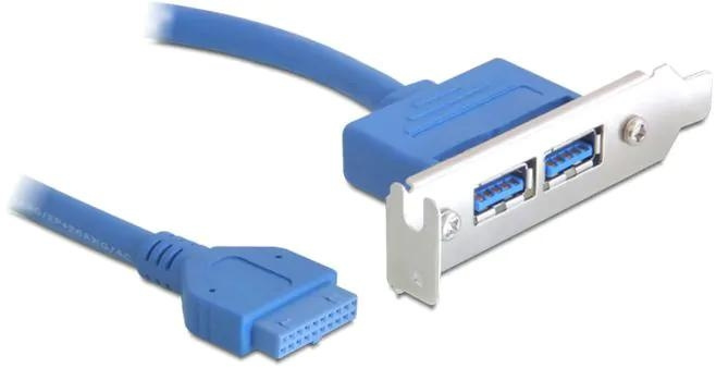 DeLOCK Slot bracket 1x19pin USB 3.0 pin header fe intern>2xUSB 3 i gruppen DATORER & KRINGUTRUSTNING / Datorkomponenter hos TP E-commerce Nordic AB (C70674)