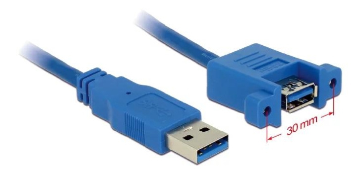 DeLOCK Cable USB 3.0 Type-A male>USB 3.0 Type-A fe panel-mount 1m i gruppen DATORER & KRINGUTRUSTNING / Datorkablar / USB-kablar / USB-A / Kablar hos TP E-commerce Nordic AB (C70699)