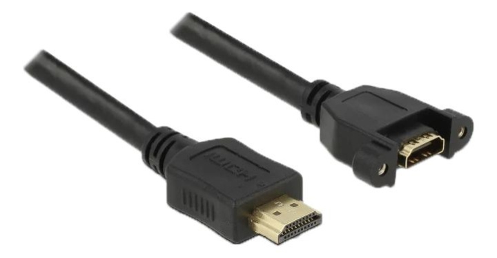 DeLOCK Cable HDMI-A ma to HDMI-A fe panel-mount, 4K at 30 Hz, 0.5 m i gruppen HEMELEKTRONIK / Kablar & Adaptrar / HDMI / Kablar hos TP E-commerce Nordic AB (C70707)