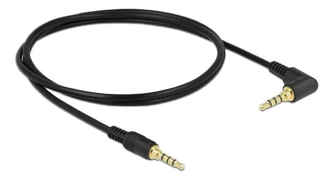 DeLOCK Stereo jack cable 3.5 mm 4 pin male > male angled 1 m black i gruppen HEMELEKTRONIK / Kablar & Adaptrar / Ljud Analog / AUX-kablar 3,5 mm hos TP E-commerce Nordic AB (C70711)