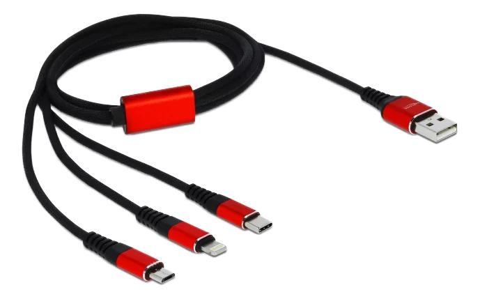 DeLOCK USB Charging Cable 3in1 Lightning/MicroUSB/USB TypeC 1m i gruppen SMARTPHONE & SURFPLATTOR / Laddare & Kablar / Kablar / Kablar Lightning hos TP E-commerce Nordic AB (C70727)