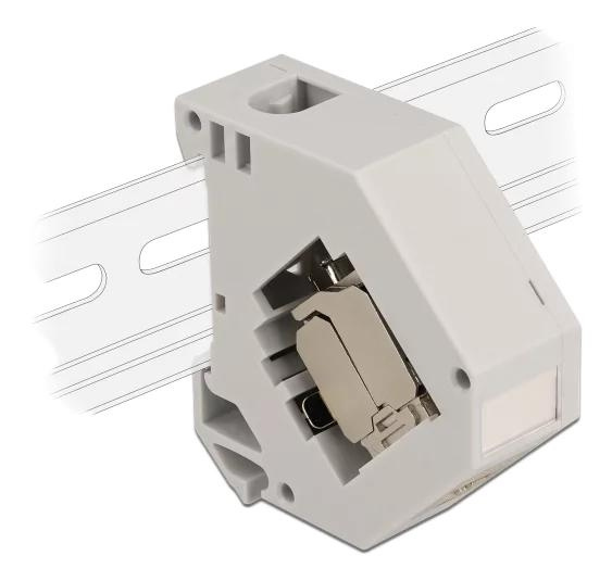 DeLOCK DIN rail Adapter with Keystone Module RJ45 jack Cat.6A LSA i gruppen DATORER & KRINGUTRUSTNING / Datorkablar / Nätverkskablar / Adaptrar & Skarvdon hos TP E-commerce Nordic AB (C70732)