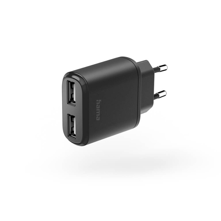 Hama Laddare 2xUSB-A 12W Svart i gruppen SMARTPHONE & SURFPLATTOR / Laddare & Kablar / Väggladdare / Väggladdare USB hos TP E-commerce Nordic AB (C71156)