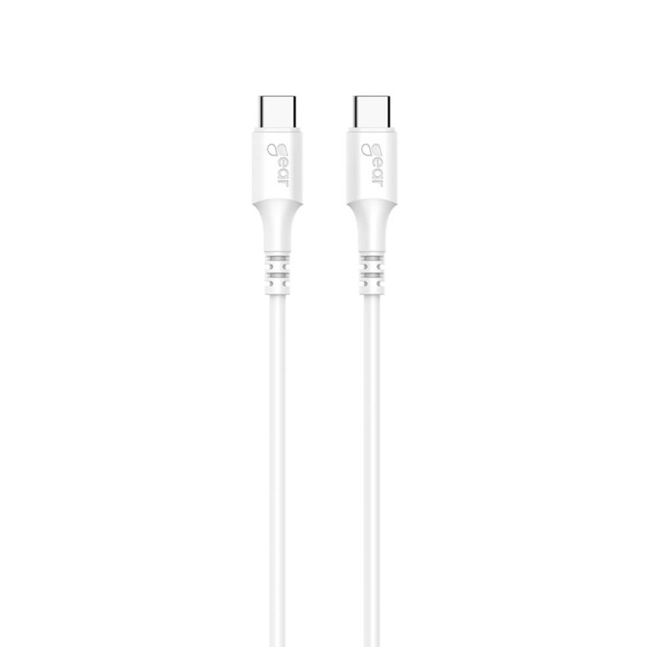 Gear Laddkabel USB-C till USB-C 2.0 0.5m Kabel Vit i gruppen SMARTPHONE & SURFPLATTOR / Laddare & Kablar / Kablar / Kablar Typ C hos TP E-commerce Nordic AB (C71400)