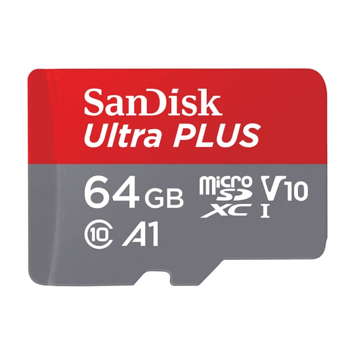 SanDisk MicroSDXC Ultra Plus 64GB 150MB/s A1 C10 UHS-1 i gruppen HEMELEKTRONIK / Lagringsmedia / Minneskort / Micro SD/HC/XC hos TP E-commerce Nordic AB (C71480)